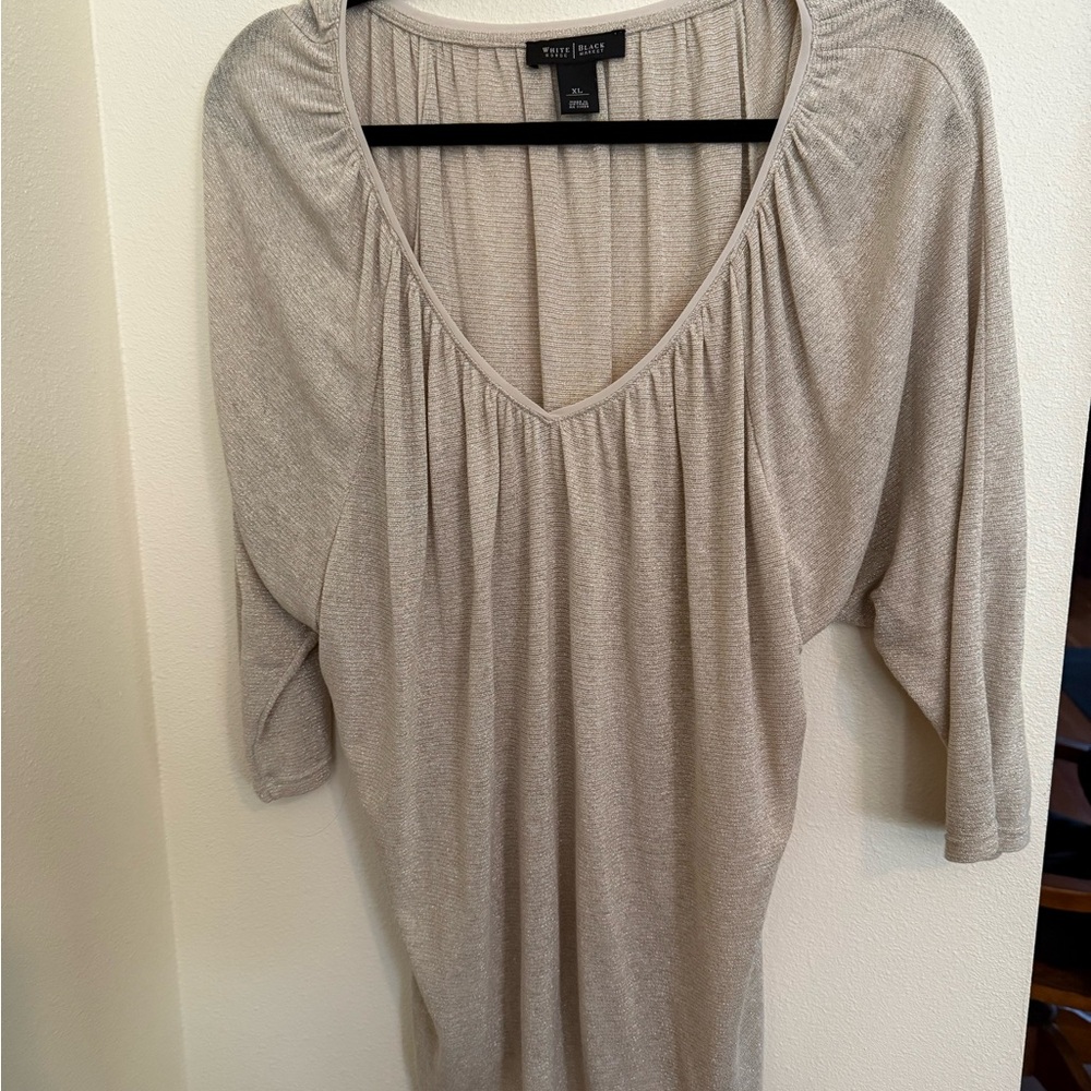 White House Black Market Gold 3/4 sleeve top